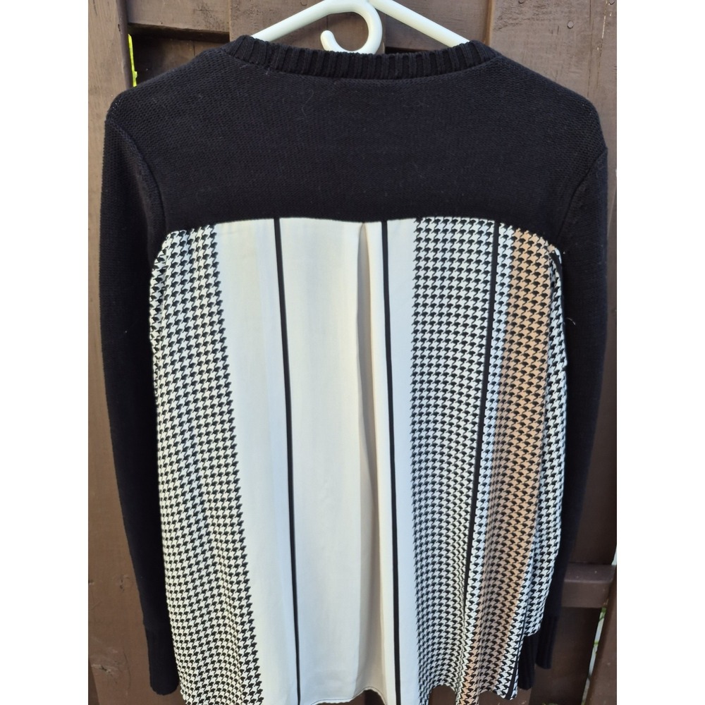 Donna Karan Black Brown Tunic Sweater Size S Long Sleeves EUC Cotton‎ Blend